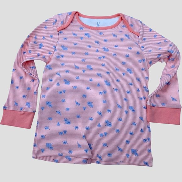 Charming Pink Elephant Print Kids' Shirt – Cozy & Stylish rounded crew neck - Picture 1 of 4